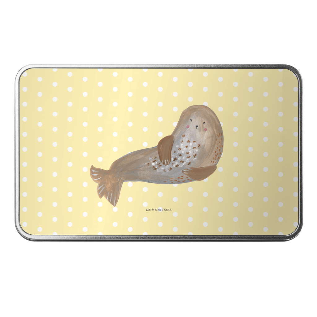 Metalldose rechteckig Robbe lachend Blechdose, Metalldose, Blechbox, Container, Keksdose, Vorratsdose, Vorratsbox, Döschen, Versperbox, Vesperdose, Aufbewahrungsdose, Aufbewahrungsbox, Aluminiumdose, Dose, Tiermotive, Gute Laune, lustige Sprüche, Tiere, Robbe, Robben, Seehund, Strand, Meerestier, Ostsee, Nordsee