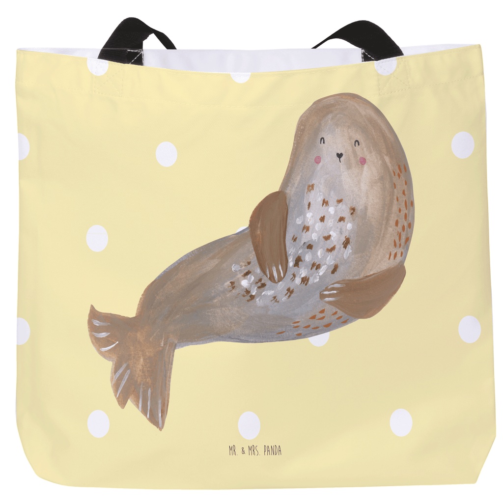 Shopper Robbe lachend Beutel, Einkaufstasche, Tasche, Strandtasche, Einkaufsbeutel, Shopper, Schultasche, Freizeittasche, Tragebeutel, Schulbeutel, Alltagstasche, Tiermotive, Gute Laune, lustige Sprüche, Tiere, Robbe, Robben, Seehund, Strand, Meerestier, Ostsee, Nordsee