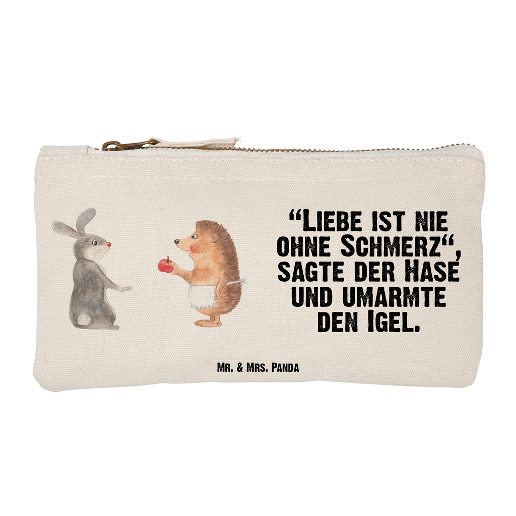 Schminktasche Liebe ist nie ohne Schmerz Schminktasche, Kosmetiktasche, Kosmetikbeutel, Stiftemäppchen, Etui, Federmappe, Makeup, XXL, Schminketui, Kosmetiketui, Schlamperetui, Tiermotive, Gute Laune, lustige Sprüche, Tiere, Igel und Hase, Igel, Hase, Liebe Spruch, Liebeskummer Geschenk, Herzschmerz, Trösten, Trennungsschmerz, Spruch romantisch