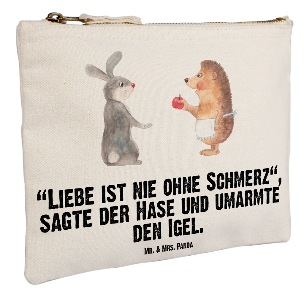 Schminktasche Liebe ist nie ohne Schmerz Schminktasche, Kosmetiktasche, Kosmetikbeutel, Stiftemäppchen, Etui, Federmappe, Makeup, XXL, Schminketui, Kosmetiketui, Schlamperetui, Tiermotive, Gute Laune, lustige Sprüche, Tiere, Igel und Hase, Igel, Hase, Liebe Spruch, Liebeskummer Geschenk, Herzschmerz, Trösten, Trennungsschmerz, Spruch romantisch