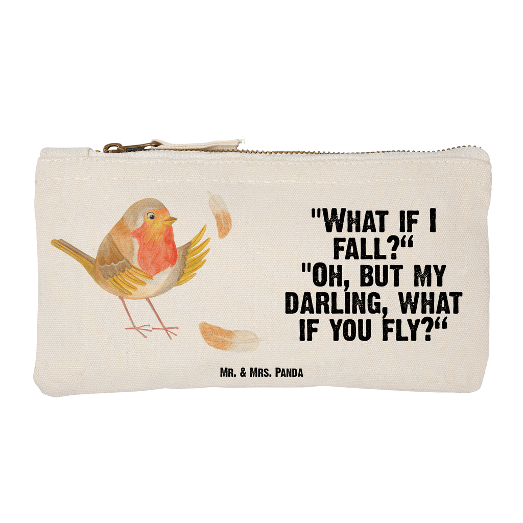 Schminktasche Rotkehlchen mit Federn Schminktasche, Kosmetiktasche, Kosmetikbeutel, Stiftemäppchen, Etui, Federmappe, Makeup, XXL, Schminketui, Kosmetiketui, Schlamperetui, Tiermotive, Gute Laune, lustige Sprüche, Tiere, What if i fall, Rotkehlchen, Spruch Motivation, Spruch Mut, Vogel, Motivation Sprüche, Motivationsbilder, fliegen