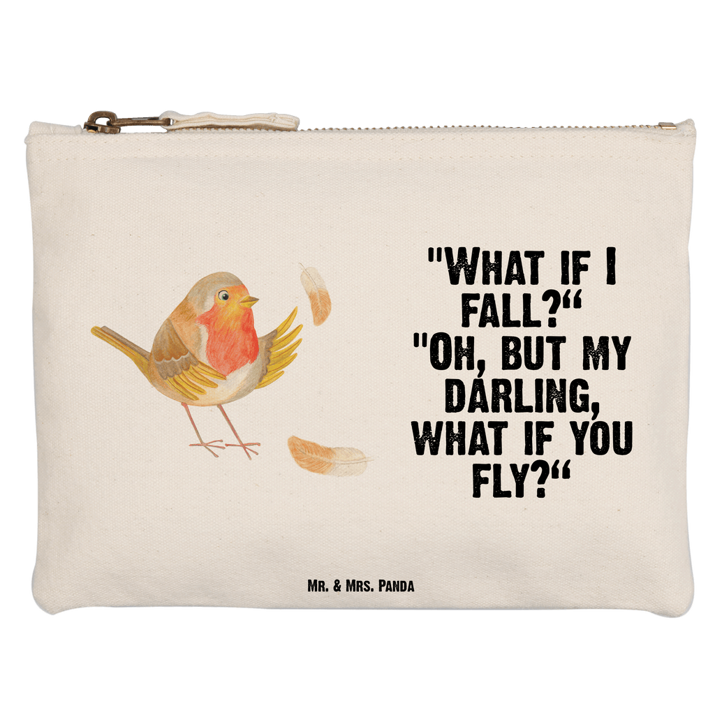 Schminktasche Rotkehlchen mit Federn Schminktasche, Kosmetiktasche, Kosmetikbeutel, Stiftemäppchen, Etui, Federmappe, Makeup, XXL, Schminketui, Kosmetiketui, Schlamperetui, Tiermotive, Gute Laune, lustige Sprüche, Tiere, What if i fall, Rotkehlchen, Spruch Motivation, Spruch Mut, Vogel, Motivation Sprüche, Motivationsbilder, fliegen