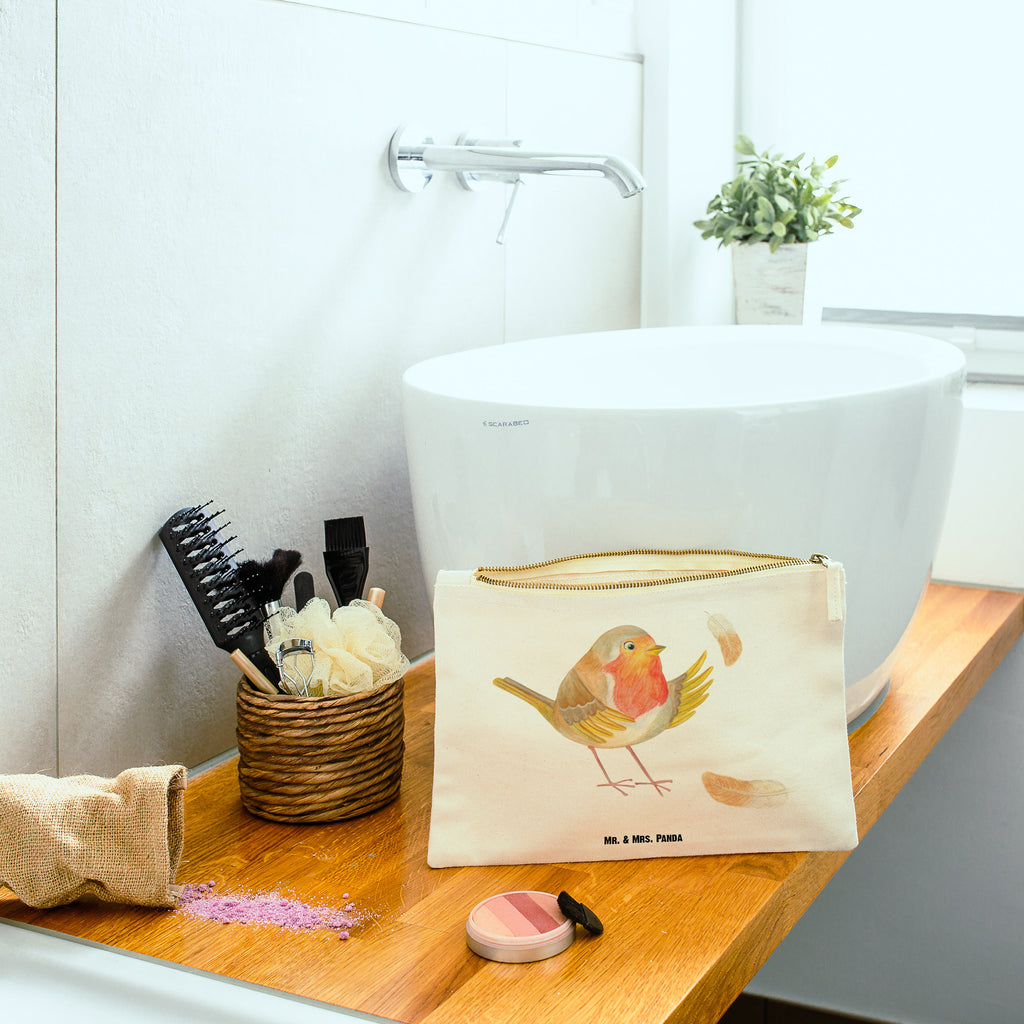 Schminktasche Rotkehlchen mit Federn Schminktasche, Kosmetiktasche, Kosmetikbeutel, Stiftemäppchen, Etui, Federmappe, Makeup, XXL, Schminketui, Kosmetiketui, Schlamperetui, Tiermotive, Gute Laune, lustige Sprüche, Tiere, What if i fall, Rotkehlchen, Spruch Motivation, Spruch Mut, Vogel, Motivation Sprüche, Motivationsbilder, fliegen