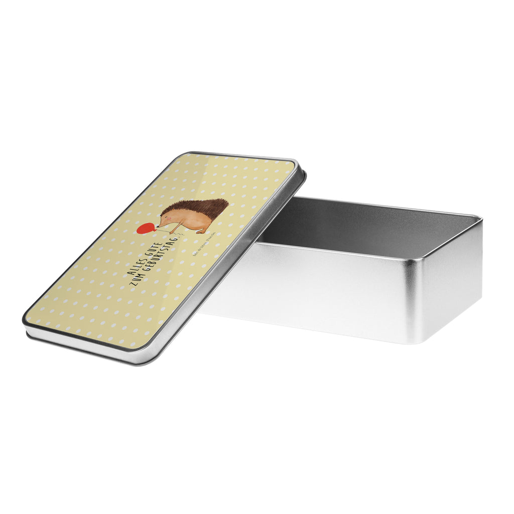 Metalldose rechteckig Igel mit Luftballon Blechdose, Metalldose, Blechbox, Container, Keksdose, Vorratsdose, Vorratsbox, Döschen, Versperbox, Vesperdose, Aufbewahrungsdose, Aufbewahrungsbox, Aluminiumdose, Dose, Tiermotive, Gute Laune, lustige Sprüche, Tiere, Igel, Geburtstag, Herzlichen Glückwunsch, Glückwunsch, Geburtstagskind, Ballon, Happy Birthday