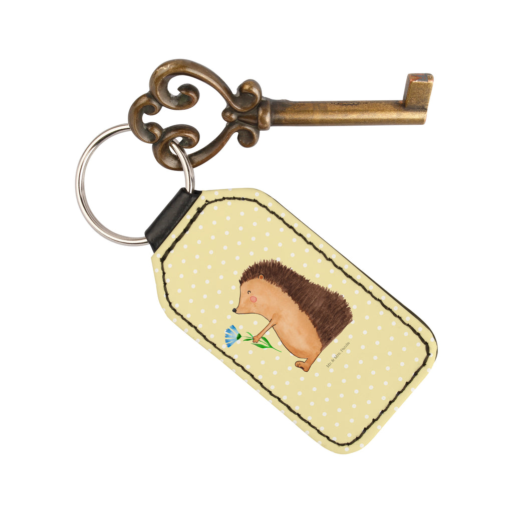 Rechteckig Schlüsselanhänger Igel mit Blume Schlüsselanhänger, Anhänger, Taschenanhänger, Glücksbringer, Schutzengel, Tiermotive, Gute Laune, lustige Sprüche, Tiere, Igel, Gute Besserung, Genesungswünsche, Krankheit, Krankenhaus, krank, Besuch