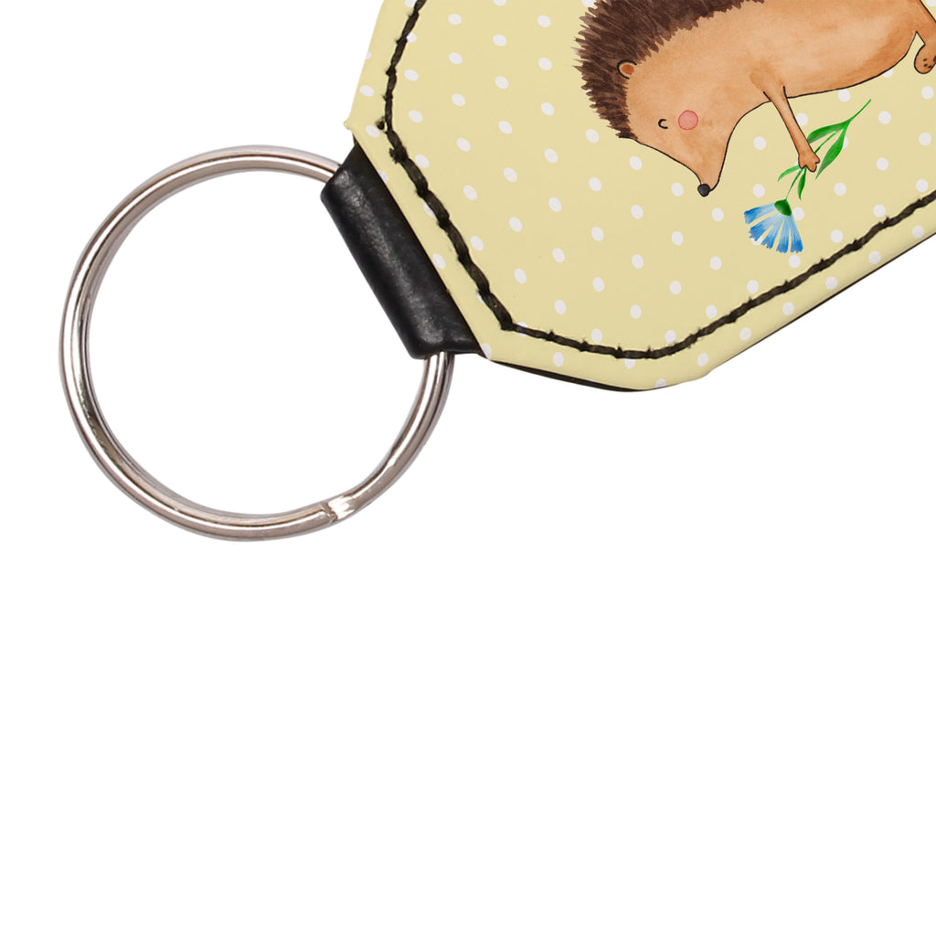 Rechteckig Schlüsselanhänger Igel mit Blume Schlüsselanhänger, Anhänger, Taschenanhänger, Glücksbringer, Schutzengel, Tiermotive, Gute Laune, lustige Sprüche, Tiere, Igel, Gute Besserung, Genesungswünsche, Krankheit, Krankenhaus, krank, Besuch