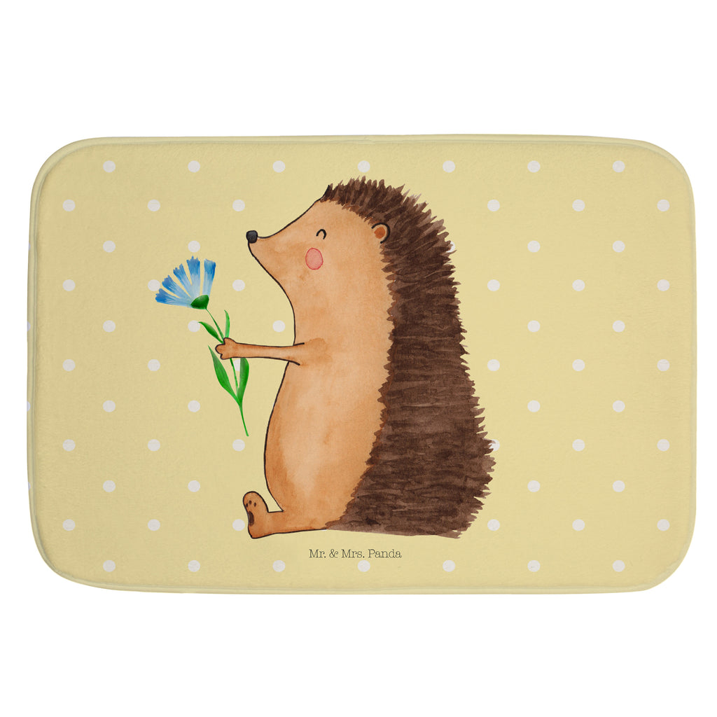 Badvorleger Igel mit Blume Badematte, Badteppich, Duschvorleger, Badezimmerteppich, Badezimmermatte, Badvorleger, Duschmatte, Duschteppich, Tiermotive, Gute Laune, lustige Sprüche, Tiere, Igel, Gute Besserung, Genesungswünsche, Krankheit, Krankenhaus, krank, Besuch