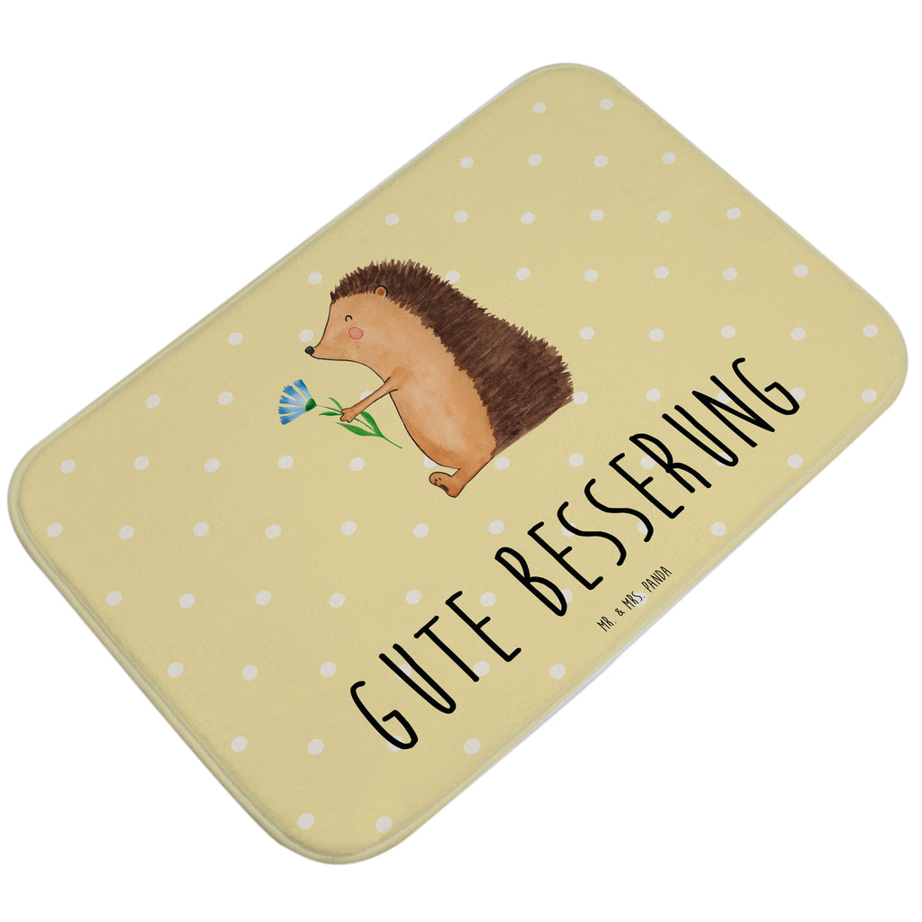 Badvorleger Igel mit Blume Badematte, Badteppich, Duschvorleger, Badezimmerteppich, Badezimmermatte, Badvorleger, Duschmatte, Duschteppich, Tiermotive, Gute Laune, lustige Sprüche, Tiere, Igel, Gute Besserung, Genesungswünsche, Krankheit, Krankenhaus, krank, Besuch