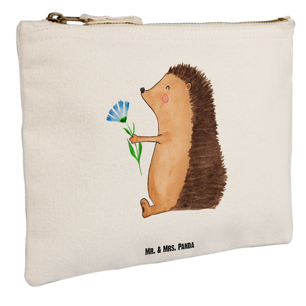 Schminktasche Igel mit Blume Schminktasche, Kosmetiktasche, Kosmetikbeutel, Stiftemäppchen, Etui, Federmappe, Makeup, XXL, Schminketui, Kosmetiketui, Schlamperetui, Tiermotive, Gute Laune, lustige Sprüche, Tiere, Igel, Gute Besserung, Genesungswünsche, Krankheit, Krankenhaus, krank, Besuch