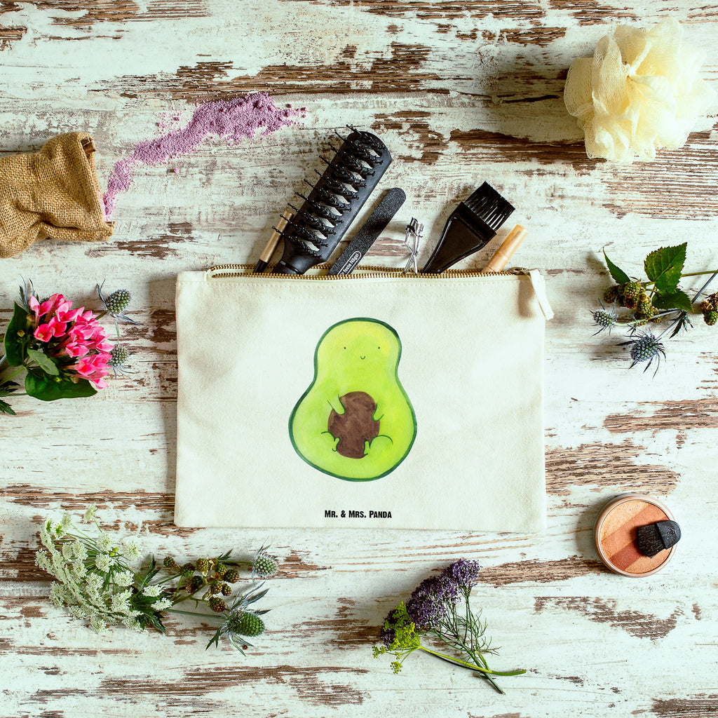Schminktasche Avocado mit Kern Schminktasche, Kosmetiktasche, Kosmetikbeutel, Stiftemäppchen, Etui, Federmappe, Makeup, XXL, Schminketui, Kosmetiketui, Schlamperetui, Avocado, Veggie, Vegan, Gesund, Avokado, Avocadokern, Kern, Pflanze, Spruch Leben