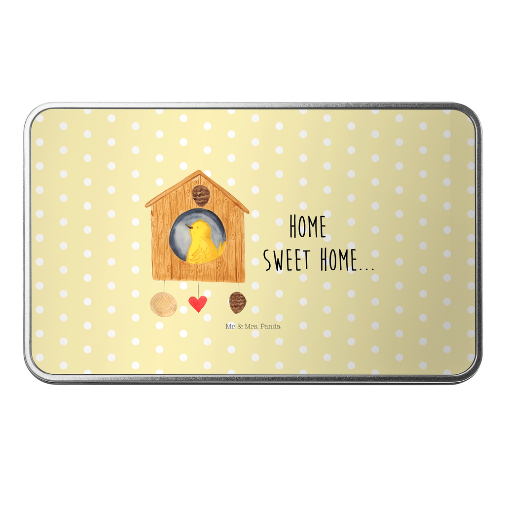 Metalldose rechteckig Vogelhaus sweet Home Blechdose, Metalldose, Blechbox, Container, Keksdose, Vorratsdose, Vorratsbox, Döschen, Versperbox, Vesperdose, Aufbewahrungsdose, Aufbewahrungsbox, Aluminiumdose, Dose, Tiermotive, Gute Laune, lustige Sprüche, Tiere, Vogelhaus, Vogel, Home sweet Home, Einzug, Umzug, Geschenk, Einzugsgeschenk, Hausbau, Haus