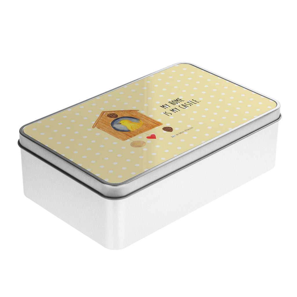 Metalldose rechteckig Vogelhaus Blechdose, Metalldose, Blechbox, Container, Keksdose, Vorratsdose, Vorratsbox, Döschen, Versperbox, Vesperdose, Aufbewahrungsdose, Aufbewahrungsbox, Aluminiumdose, Dose, Tiermotive, Gute Laune, lustige Sprüche, Tiere, Vogel, Vögel, Vogelhaus, Vogelhäuschen, Home sweet home, Zuhause, Nest, Eigenheim, Familie, Wohnung, Haus, unser Haus, Lieblingsort, Castle