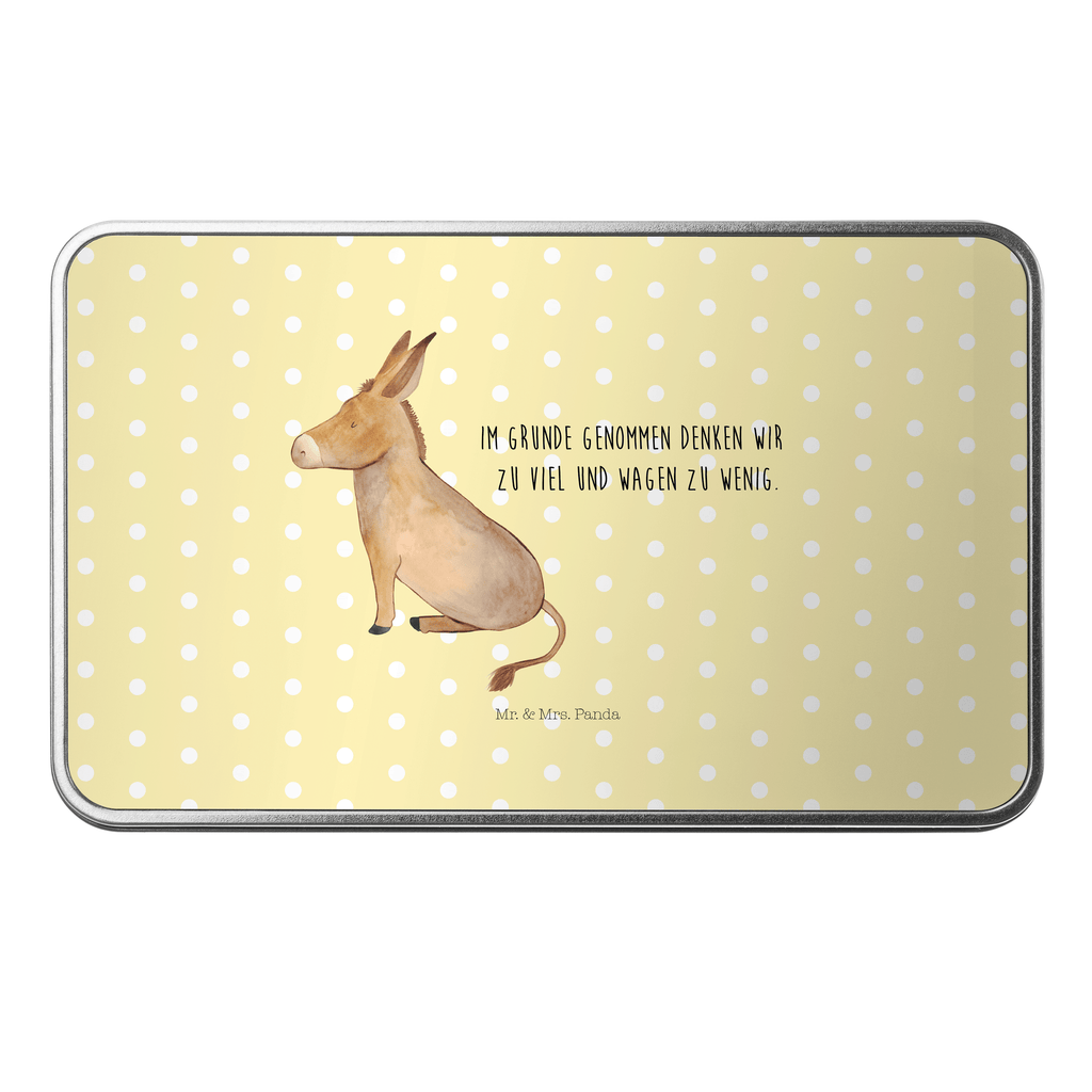 Metalldose rechteckig Esel Blechdose, Metalldose, Blechbox, Container, Keksdose, Vorratsdose, Vorratsbox, Döschen, Versperbox, Vesperdose, Aufbewahrungsdose, Aufbewahrungsbox, Aluminiumdose, Dose, Tiermotive, Gute Laune, lustige Sprüche, Tiere, Esel, Weisheit, Lebensmut, Lebensglück, Ziel, Lebensziel, Mut, erfolg, tapferkeit, positive gedanken, zuversicht
