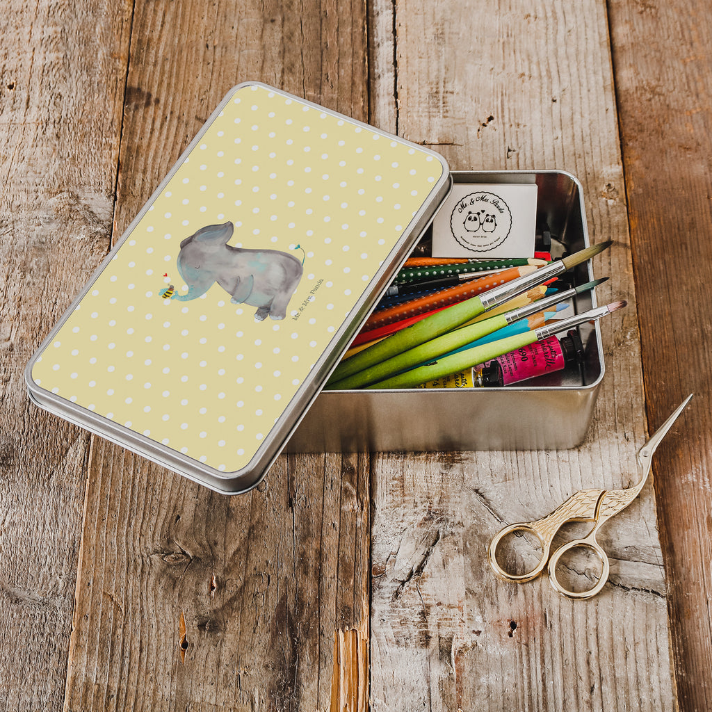 Metalldose rechteckig Elefant & Biene Blechdose, Metalldose, Blechbox, Container, Keksdose, Vorratsdose, Vorratsbox, Döschen, Versperbox, Vesperdose, Aufbewahrungsdose, Aufbewahrungsbox, Aluminiumdose, Dose, Tiermotive, Gute Laune, lustige Sprüche, Tiere, Elefant, Biene, Liebe, Liebesbeweis, Jahrestag, Liebesgeschenk, Heiratsantrag, Hochzeitsgeschenk, Liebesspruch