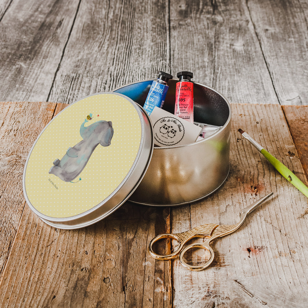Blechdose rund Elefant & Biene Metalldose, Keksdose, Dose, Vorratsdose, Geschenkbox, Tiermotive, Gute Laune, lustige Sprüche, Tiere, Elefant, Biene, Liebe, Liebesbeweis, Jahrestag, Liebesgeschenk, Heiratsantrag, Hochzeitsgeschenk, Liebesspruch