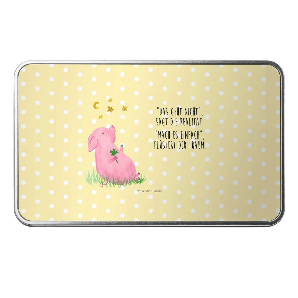 Metalldose rechteckig Glücksschwein Blechdose, Metalldose, Blechbox, Container, Keksdose, Vorratsdose, Vorratsbox, Döschen, Versperbox, Vesperdose, Aufbewahrungsdose, Aufbewahrungsbox, Aluminiumdose, Dose, Tiermotive, Gute Laune, lustige Sprüche, Tiere, Glücksschwein. Glück, Schwein, Schweinchen, Sterne, Sernchen, Ziele, Träume, Motivation, Glücksbringer