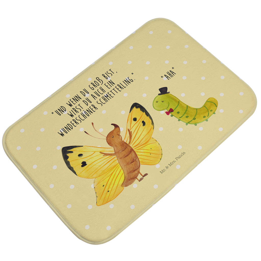 Badvorleger Raupe & Schmetterling Badematte, Badteppich, Duschvorleger, Badezimmerteppich, Badezimmermatte, Badvorleger, Duschmatte, Duschteppich, Tiermotive, Gute Laune, lustige Sprüche, Tiere, Raupe, Schmetterling, Zitronenfalter, Entwicklung, Erwachsen werden, Kokon, Hut, Hütchen, Schönheit, Aufwachsen