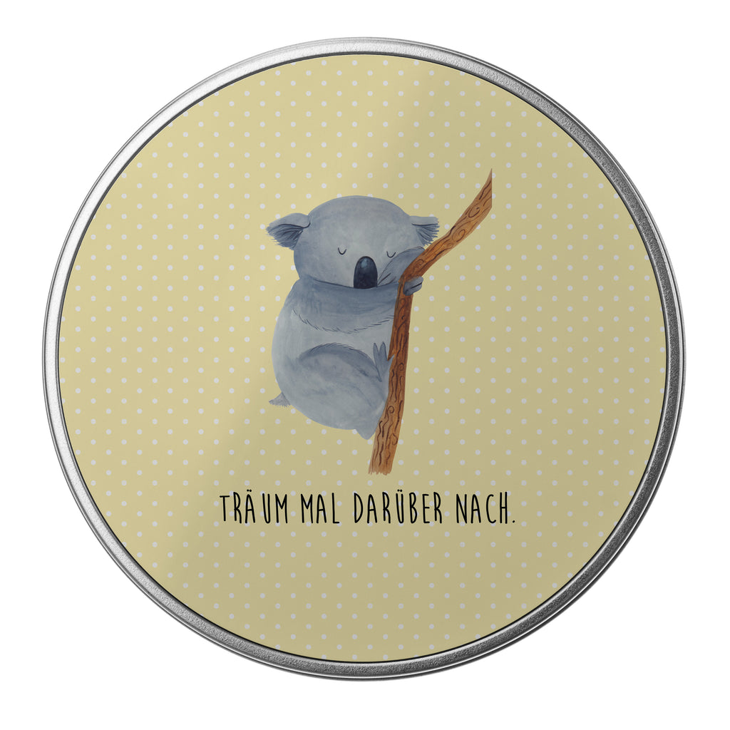 Blechdose rund Koalabär Metalldose, Keksdose, Dose, Vorratsdose, Geschenkbox, Tiermotive, Gute Laune, lustige Sprüche, Tiere, Koala, träumen, Traum, schlafen, Schlafzimmer, Traumland, Bär, Koalabär
