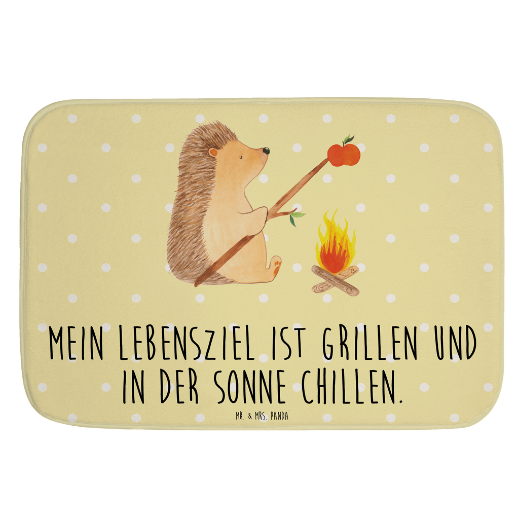 Badvorleger Igel grillt Badematte, Badteppich, Duschvorleger, Badezimmerteppich, Badezimmermatte, Badvorleger, Duschmatte, Duschteppich, Tiermotive, Gute Laune, lustige Sprüche, Tiere, Igel, Grillen, Ziele, Motivation, arbeitslos, Sinn des Lebens, Spruch
