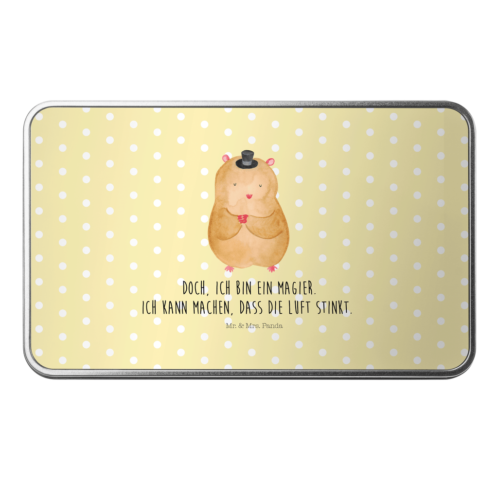 Metalldose rechteckig Hamster mit Hut Blechdose, Metalldose, Blechbox, Container, Keksdose, Vorratsdose, Vorratsbox, Döschen, Versperbox, Vesperdose, Aufbewahrungsdose, Aufbewahrungsbox, Aluminiumdose, Dose, Tiermotive, Gute Laune, lustige Sprüche, Tiere, Hamster, Hut, Magier, Zylinder, Zwerghamster, Zauberer, Houdini