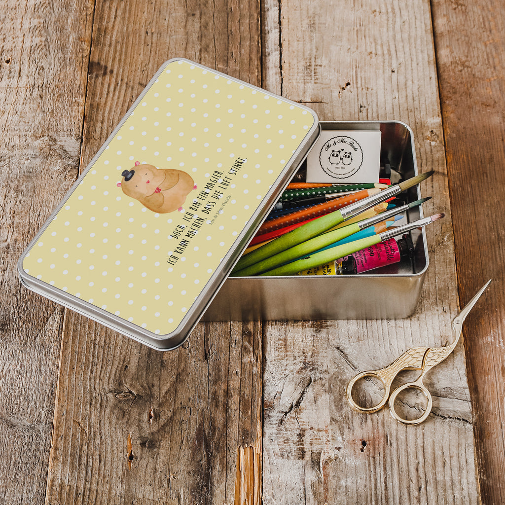 Metalldose rechteckig Hamster mit Hut Blechdose, Metalldose, Blechbox, Container, Keksdose, Vorratsdose, Vorratsbox, Döschen, Versperbox, Vesperdose, Aufbewahrungsdose, Aufbewahrungsbox, Aluminiumdose, Dose, Tiermotive, Gute Laune, lustige Sprüche, Tiere, Hamster, Hut, Magier, Zylinder, Zwerghamster, Zauberer, Houdini