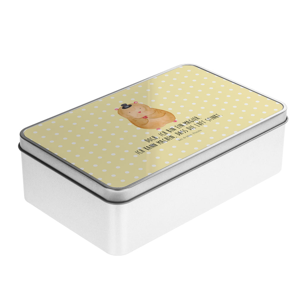 Metalldose rechteckig Hamster mit Hut Blechdose, Metalldose, Blechbox, Container, Keksdose, Vorratsdose, Vorratsbox, Döschen, Versperbox, Vesperdose, Aufbewahrungsdose, Aufbewahrungsbox, Aluminiumdose, Dose, Tiermotive, Gute Laune, lustige Sprüche, Tiere, Hamster, Hut, Magier, Zylinder, Zwerghamster, Zauberer, Houdini