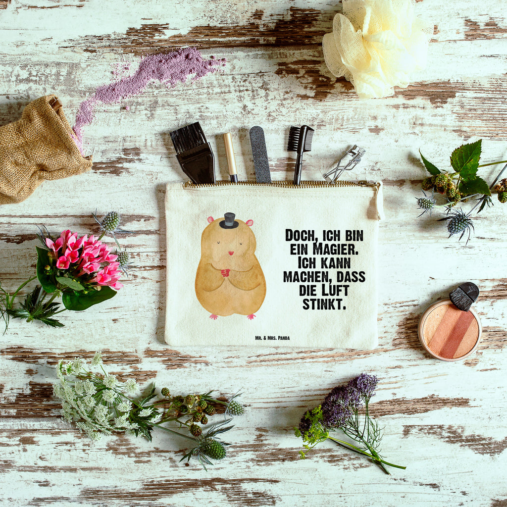 Schminktasche Hamster mit Hut Schminktasche, Kosmetiktasche, Kosmetikbeutel, Stiftemäppchen, Etui, Federmappe, Makeup, XXL, Schminketui, Kosmetiketui, Schlamperetui, Tiermotive, Gute Laune, lustige Sprüche, Tiere, Hamster, Hut, Magier, Zylinder, Zwerghamster, Zauberer, Houdini
