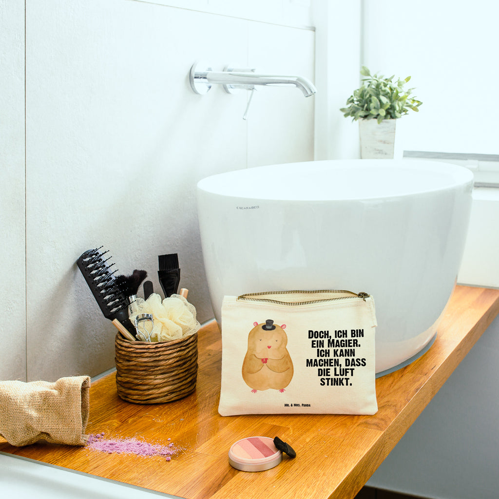 Schminktasche Hamster mit Hut Schminktasche, Kosmetiktasche, Kosmetikbeutel, Stiftemäppchen, Etui, Federmappe, Makeup, XXL, Schminketui, Kosmetiketui, Schlamperetui, Tiermotive, Gute Laune, lustige Sprüche, Tiere, Hamster, Hut, Magier, Zylinder, Zwerghamster, Zauberer, Houdini