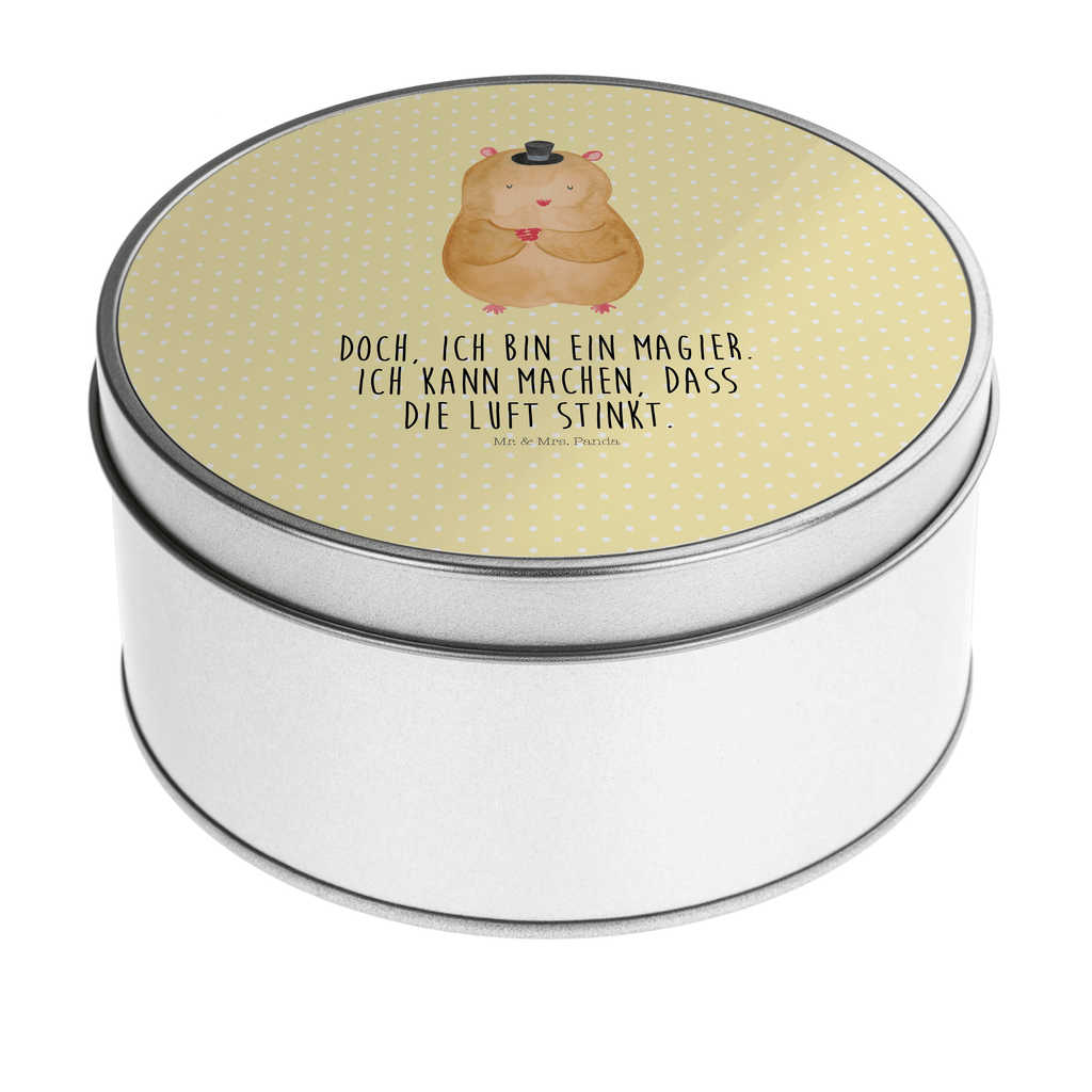 Blechdose rund Hamster mit Hut Metalldose, Keksdose, Dose, Vorratsdose, Geschenkbox, Tiermotive, Gute Laune, lustige Sprüche, Tiere, Hamster, Hut, Magier, Zylinder, Zwerghamster, Zauberer, Houdini