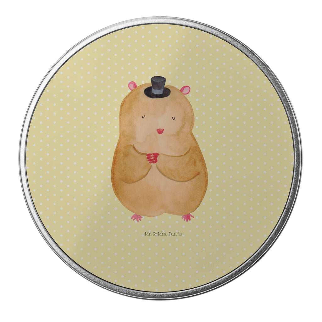 Blechdose rund Hamster mit Hut Metalldose, Keksdose, Dose, Vorratsdose, Geschenkbox, Tiermotive, Gute Laune, lustige Sprüche, Tiere, Hamster, Hut, Magier, Zylinder, Zwerghamster, Zauberer, Houdini