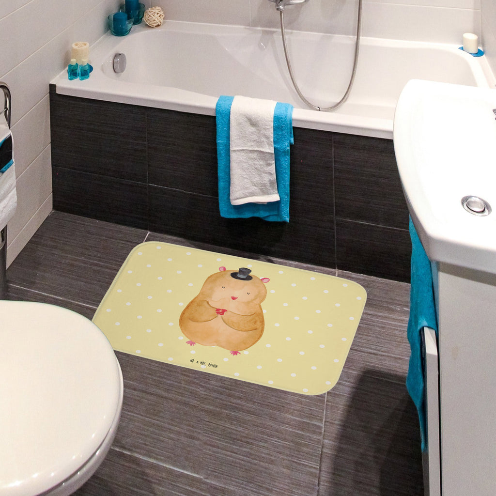 Badvorleger Hamster mit Hut Badematte, Badteppich, Duschvorleger, Badezimmerteppich, Badezimmermatte, Badvorleger, Duschmatte, Duschteppich, Tiermotive, Gute Laune, lustige Sprüche, Tiere, Hamster, Hut, Magier, Zylinder, Zwerghamster, Zauberer, Houdini