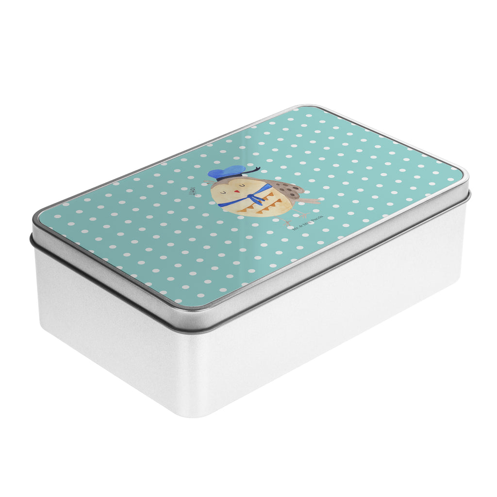 Metalldose rechteckig Eule Matrosen Blechdose, Metalldose, Blechbox, Container, Keksdose, Vorratsdose, Vorratsbox, Döschen, Versperbox, Vesperdose, Aufbewahrungsdose, Aufbewahrungsbox, Aluminiumdose, Dose, Eule, Eule Spruch, Eule Deko, Owl, Wortspiel lustig, Matrose, Freundin, Ehe, Seefahrer, Heimathafen, Hochzeitstag Geschenk