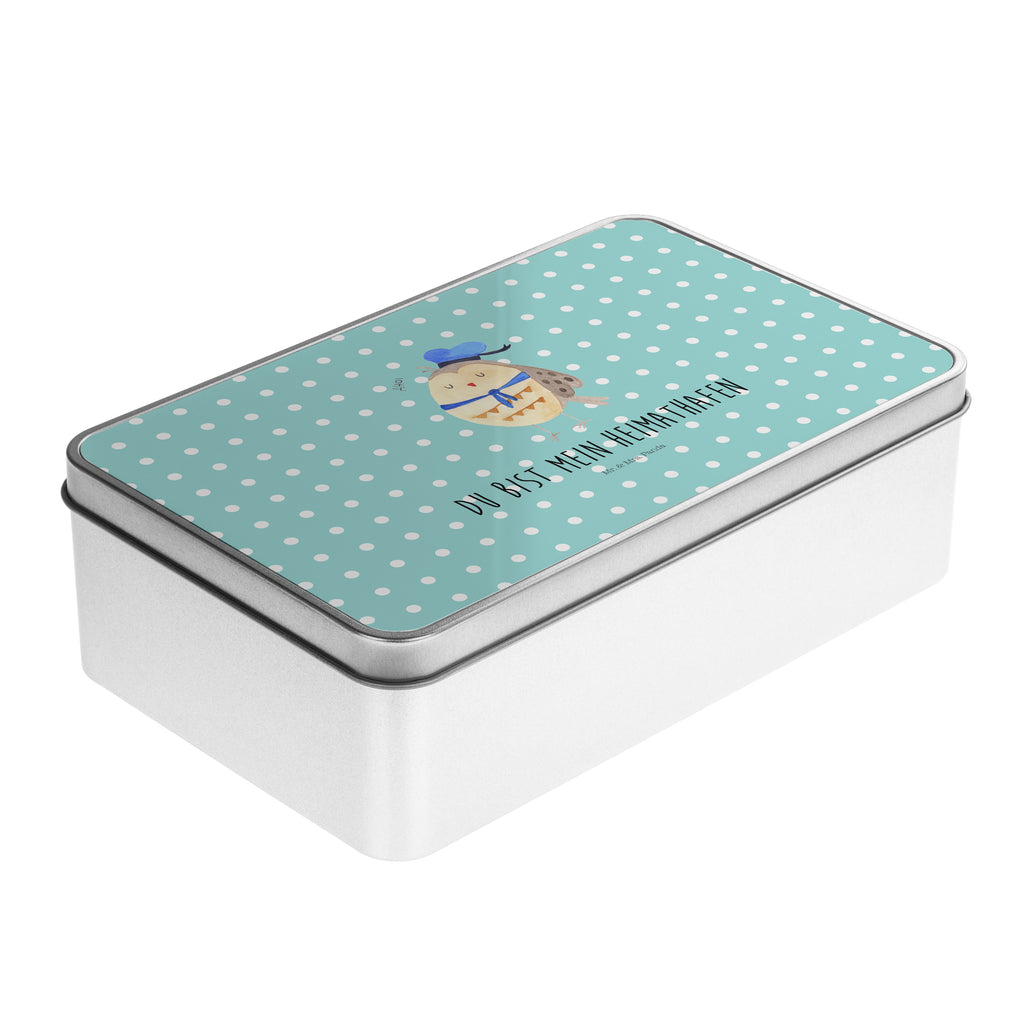 Metalldose rechteckig Eule Matrosen Blechdose, Metalldose, Blechbox, Container, Keksdose, Vorratsdose, Vorratsbox, Döschen, Versperbox, Vesperdose, Aufbewahrungsdose, Aufbewahrungsbox, Aluminiumdose, Dose, Eule, Eule Spruch, Eule Deko, Owl, Wortspiel lustig, Matrose, Freundin, Ehe, Seefahrer, Heimathafen, Hochzeitstag Geschenk