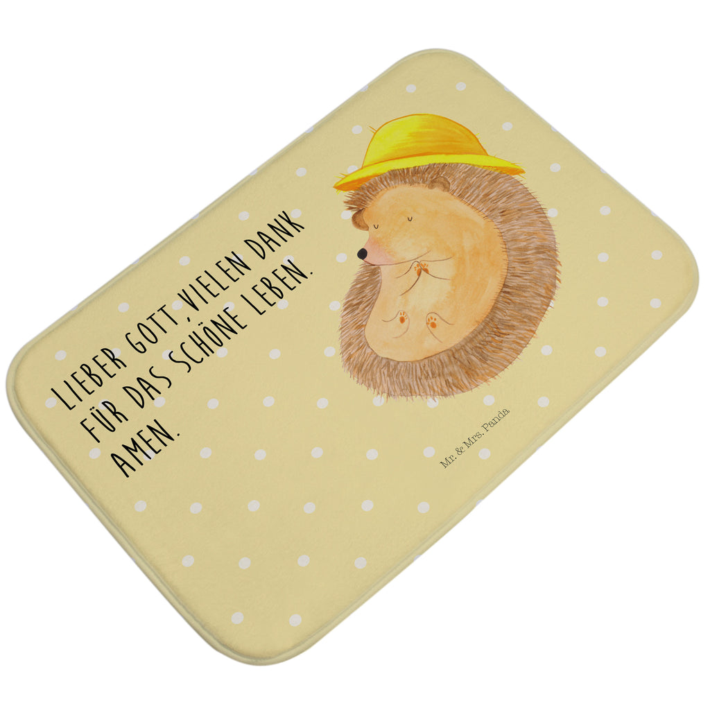 Badvorleger Igel betet Badematte, Badteppich, Duschvorleger, Badezimmerteppich, Badezimmermatte, Badvorleger, Duschmatte, Duschteppich, Tiermotive, Gute Laune, lustige Sprüche, Tiere, Igel, Igel mit Hut, Sonnenhut, Gott, Amen, beten, Leben, Dankbarkeit, Dankbar sein, dankbar, genießen