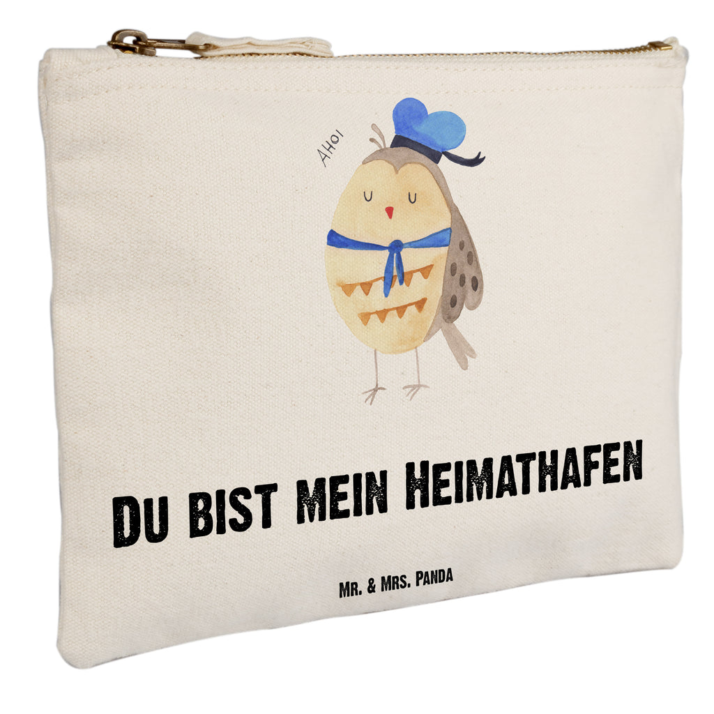 Schminktasche Eule Matrosen Schminktasche, Kosmetiktasche, Kosmetikbeutel, Stiftemäppchen, Etui, Federmappe, Makeup, XXL, Schminketui, Kosmetiketui, Schlamperetui, Eule, Eule Spruch, Eule Deko, Owl, Wortspiel lustig, Matrose, Freundin, Ehe, Seefahrer, Heimathafen, Hochzeitstag Geschenk