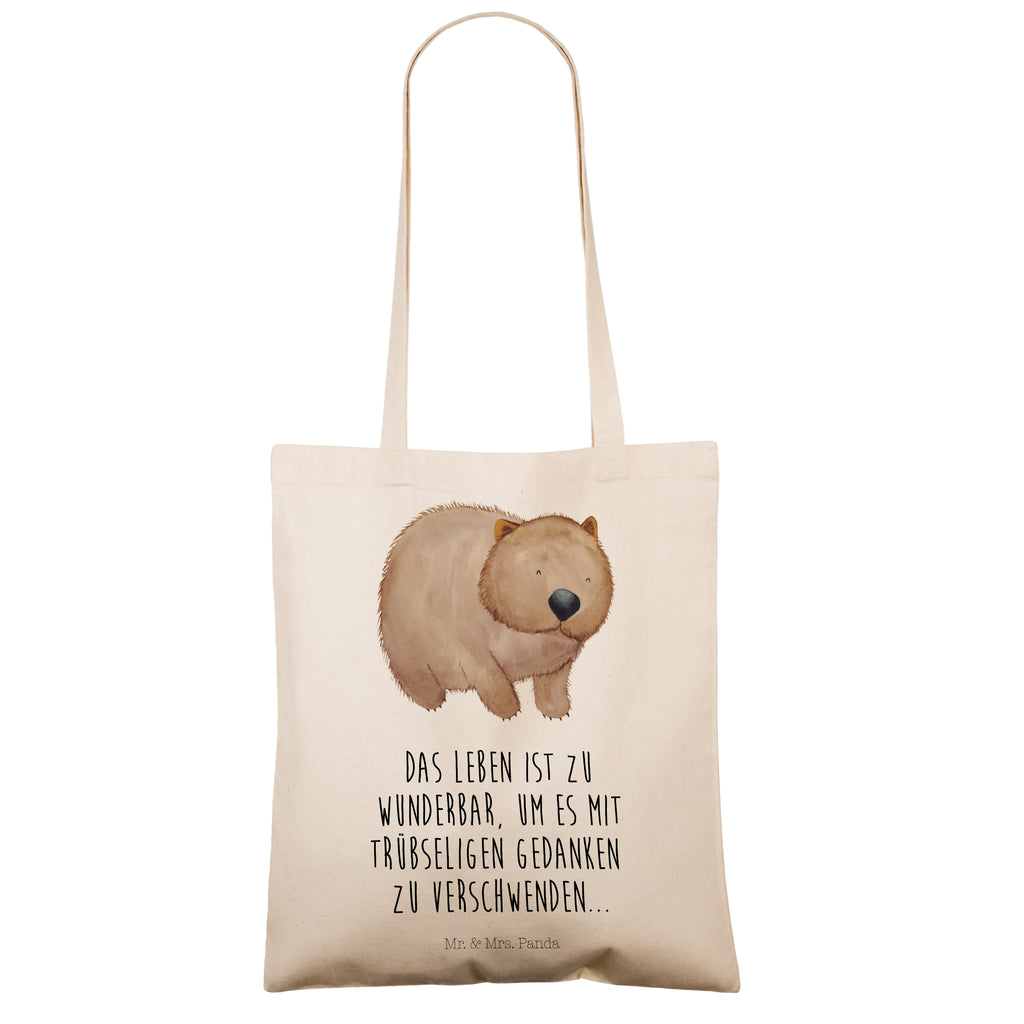 Tragetasche Wombat Beuteltasche, Beutel, Einkaufstasche, Jutebeutel, Stoffbeutel, Tiermotive, Gute Laune, lustige Sprüche, Tiere, Wombat, Das Leben ist schön, Motivation, Spruch, Australien