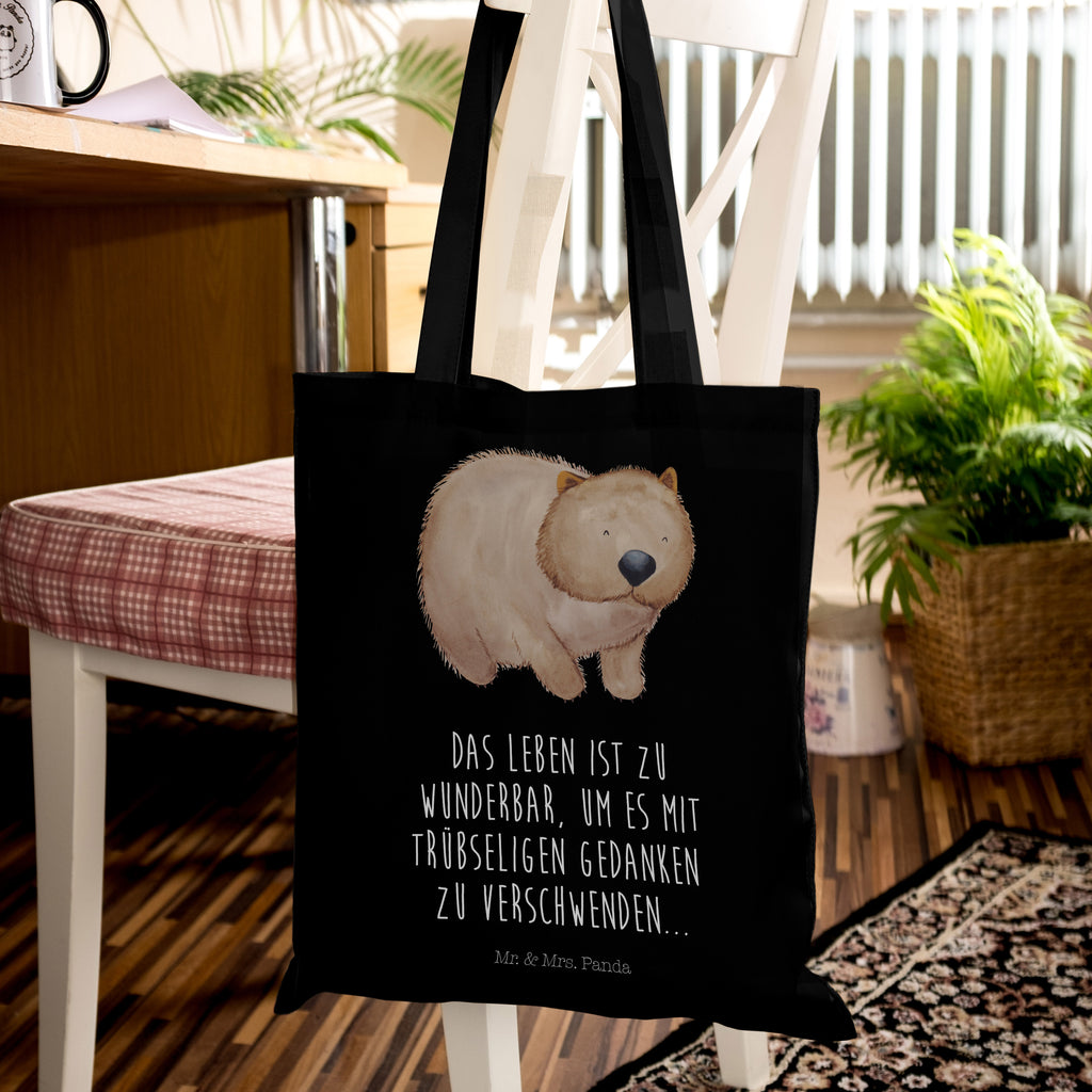 Tragetasche Wombat Beuteltasche, Beutel, Einkaufstasche, Jutebeutel, Stoffbeutel, Tiermotive, Gute Laune, lustige Sprüche, Tiere, Wombat, Das Leben ist schön, Motivation, Spruch, Australien