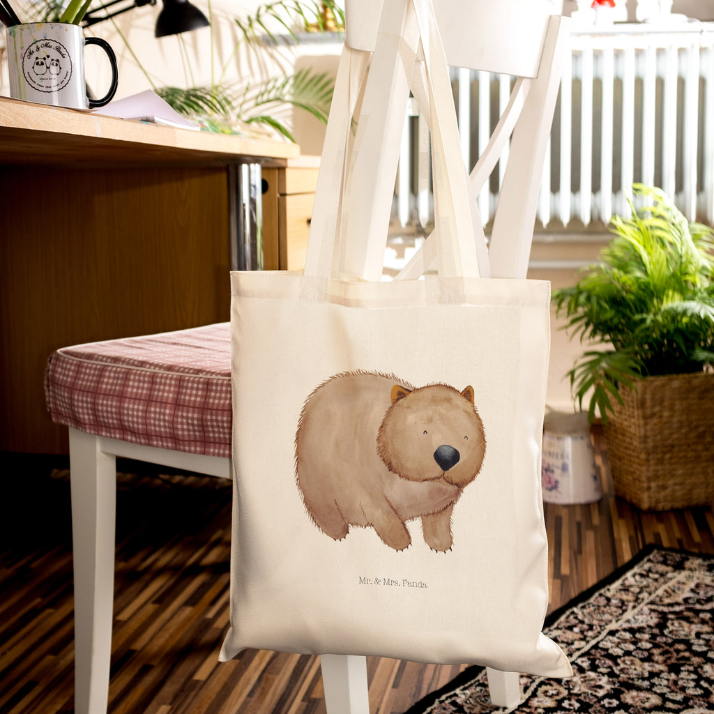Tragetasche Wombat Beuteltasche, Beutel, Einkaufstasche, Jutebeutel, Stoffbeutel, Tiermotive, Gute Laune, lustige Sprüche, Tiere, Wombat, Das Leben ist schön, Motivation, Spruch, Australien