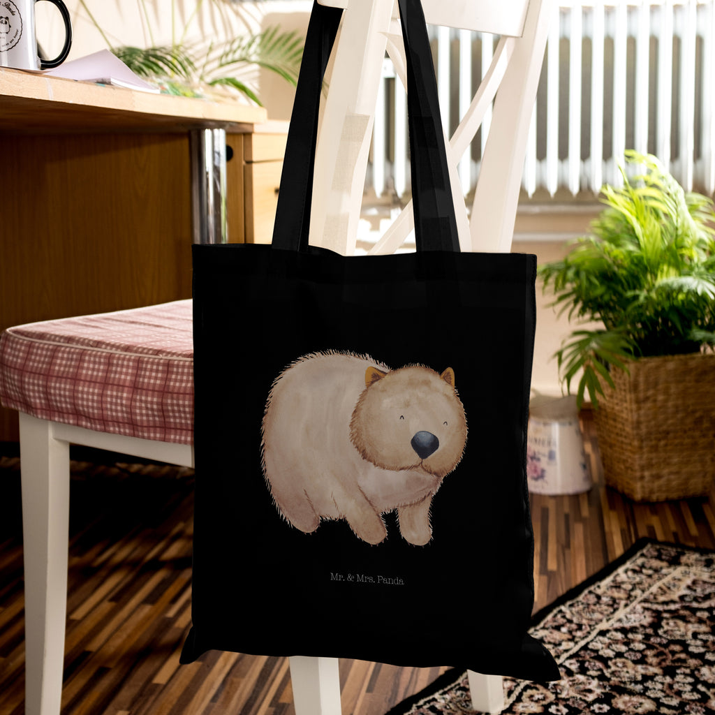 Tragetasche Wombat Beuteltasche, Beutel, Einkaufstasche, Jutebeutel, Stoffbeutel, Tiermotive, Gute Laune, lustige Sprüche, Tiere, Wombat, Das Leben ist schön, Motivation, Spruch, Australien