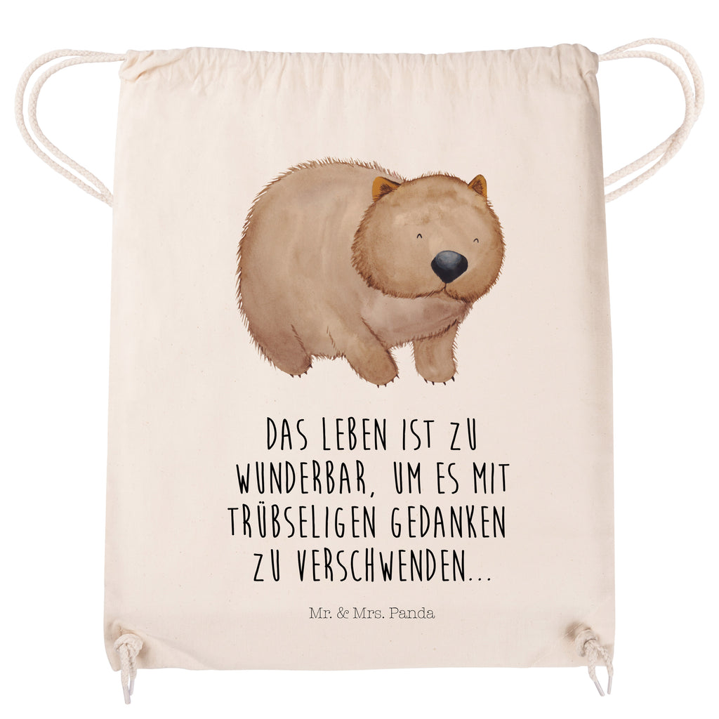 Sportbeutel Wombat Turnbeutel, Beutel, Sporttasche, Tasche, Stoffbeutel, Tiermotive, Gute Laune, lustige Sprüche, Tiere, Wombat, Das Leben ist schön, Motivation, Spruch, Australien