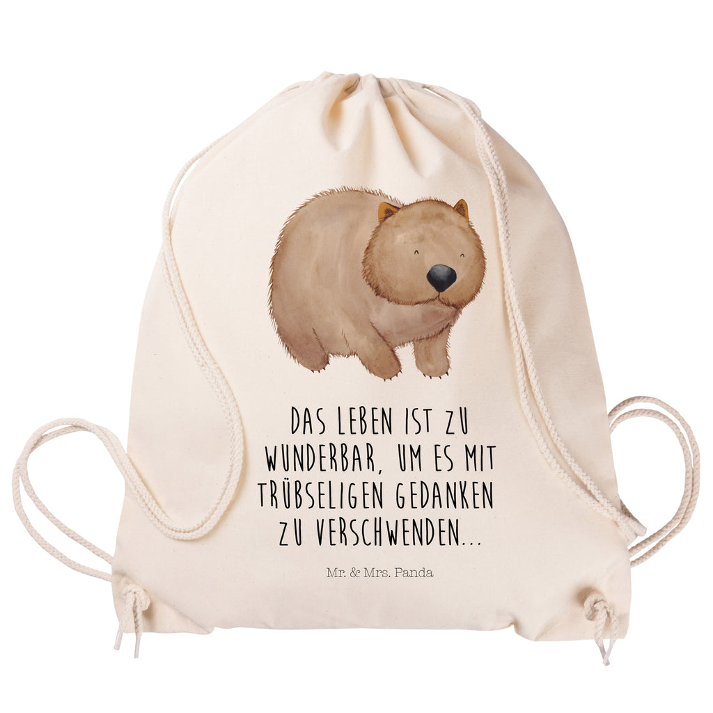 Sportbeutel Wombat Turnbeutel, Beutel, Sporttasche, Tasche, Stoffbeutel, Tiermotive, Gute Laune, lustige Sprüche, Tiere, Wombat, Das Leben ist schön, Motivation, Spruch, Australien