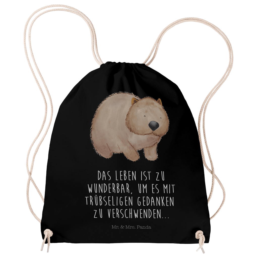 Sportbeutel Wombat Turnbeutel, Beutel, Sporttasche, Tasche, Stoffbeutel, Tiermotive, Gute Laune, lustige Sprüche, Tiere, Wombat, Das Leben ist schön, Motivation, Spruch, Australien