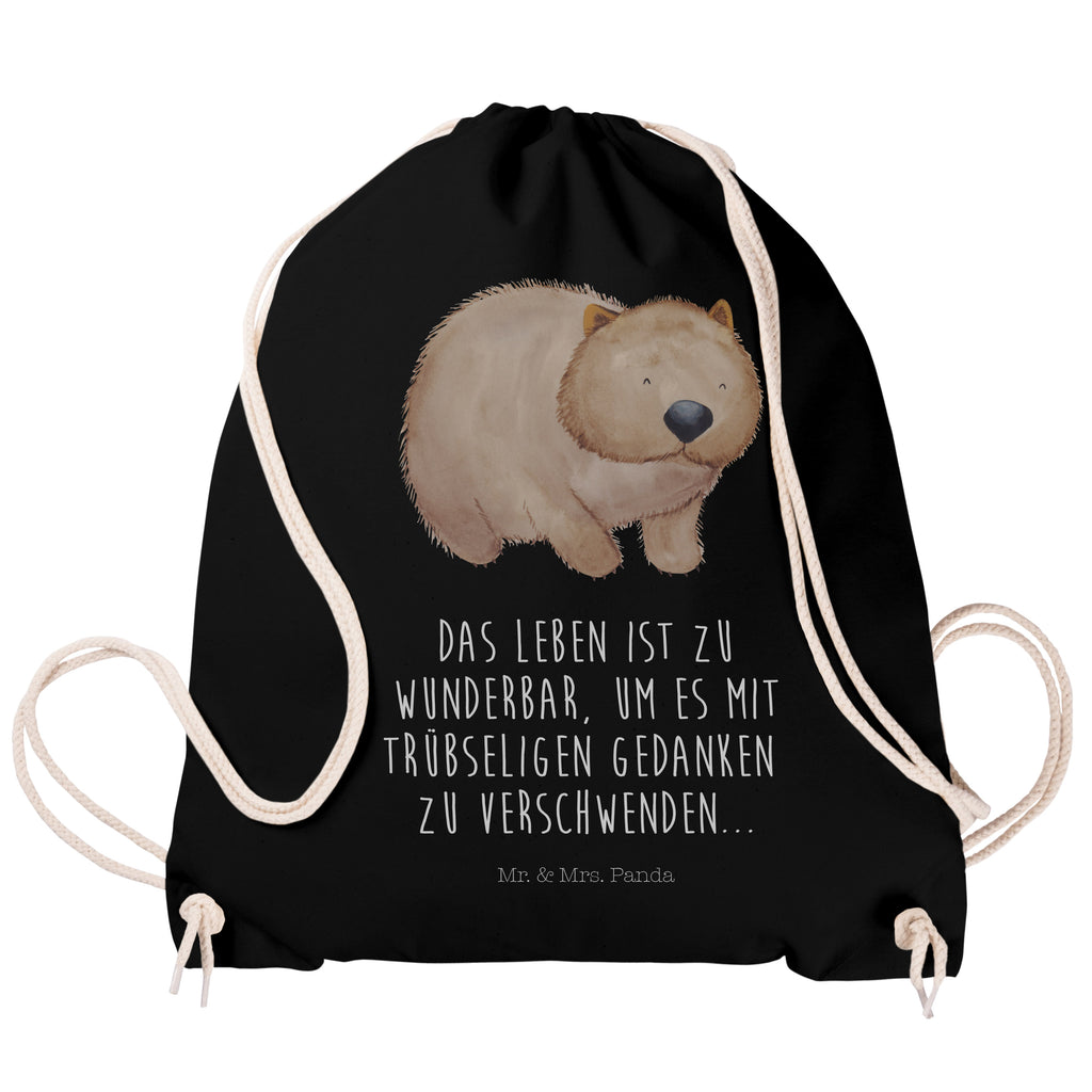 Sportbeutel Wombat Turnbeutel, Beutel, Sporttasche, Tasche, Stoffbeutel, Tiermotive, Gute Laune, lustige Sprüche, Tiere, Wombat, Das Leben ist schön, Motivation, Spruch, Australien