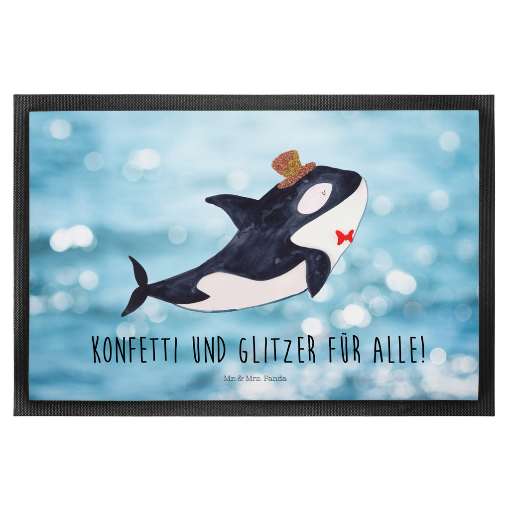 Fußmatte Orca Zylinder Narwal, Glitter, Konfetti, Glitzer, Geburtstag, Feier, Fete, Fest, Glückwunsch, Orca Türvorleger, Schmutzmatte, Fußabtreter, Matte, Schmutzfänger, Fußabstreifer, Schmutzfangmatte, Türmatte, Motivfußmatte,  Haustürmatte, Vorleger  Meerestiere, Meer, Urlaub