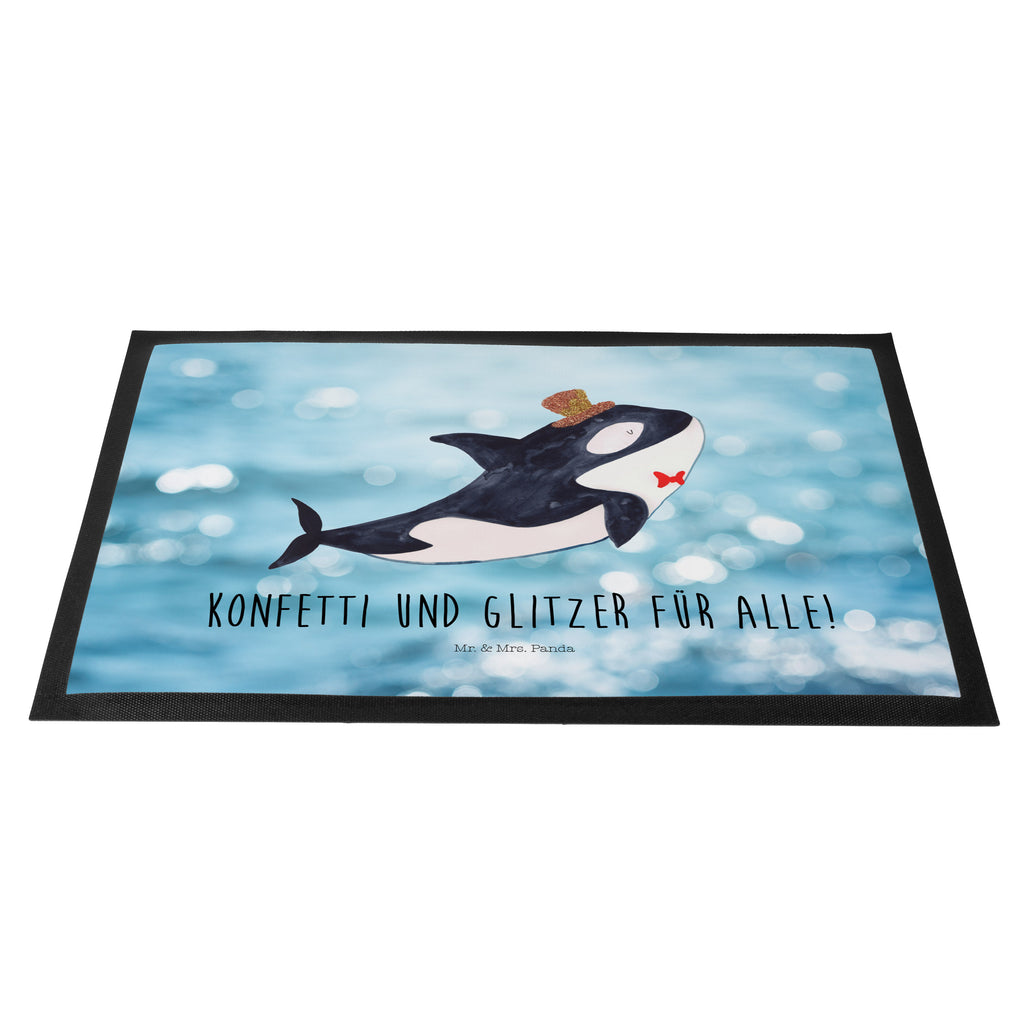 Fußmatte Orca Zylinder Narwal, Glitter, Konfetti, Glitzer, Geburtstag, Feier, Fete, Fest, Glückwunsch, Orca Türvorleger, Schmutzmatte, Fußabtreter, Matte, Schmutzfänger, Fußabstreifer, Schmutzfangmatte, Türmatte, Motivfußmatte,  Haustürmatte, Vorleger  Meerestiere, Meer, Urlaub