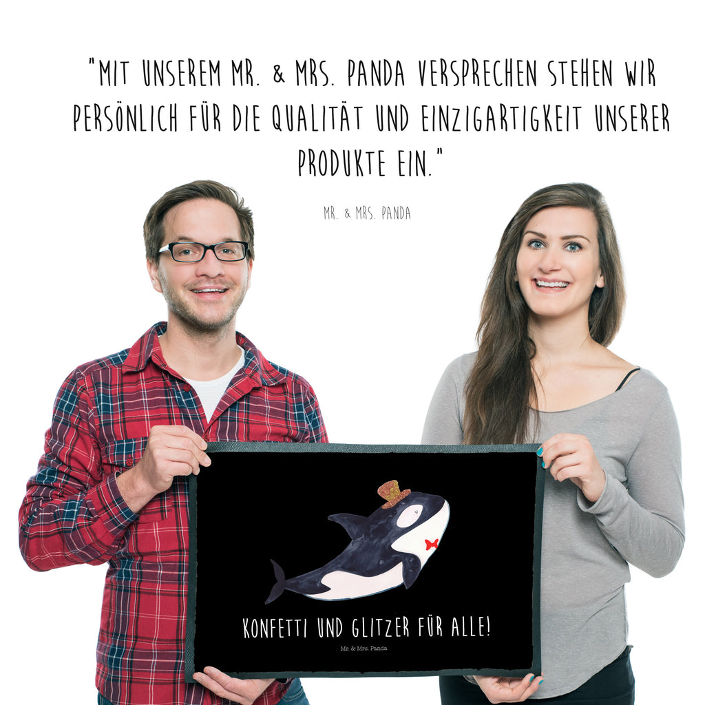 Fußmatte Orca Zylinder Narwal, Glitter, Konfetti, Glitzer, Geburtstag, Feier, Fete, Fest, Glückwunsch, Orca Türvorleger, Schmutzmatte, Fußabtreter, Matte, Schmutzfänger, Fußabstreifer, Schmutzfangmatte, Türmatte, Motivfußmatte,  Haustürmatte, Vorleger  Meerestiere, Meer, Urlaub