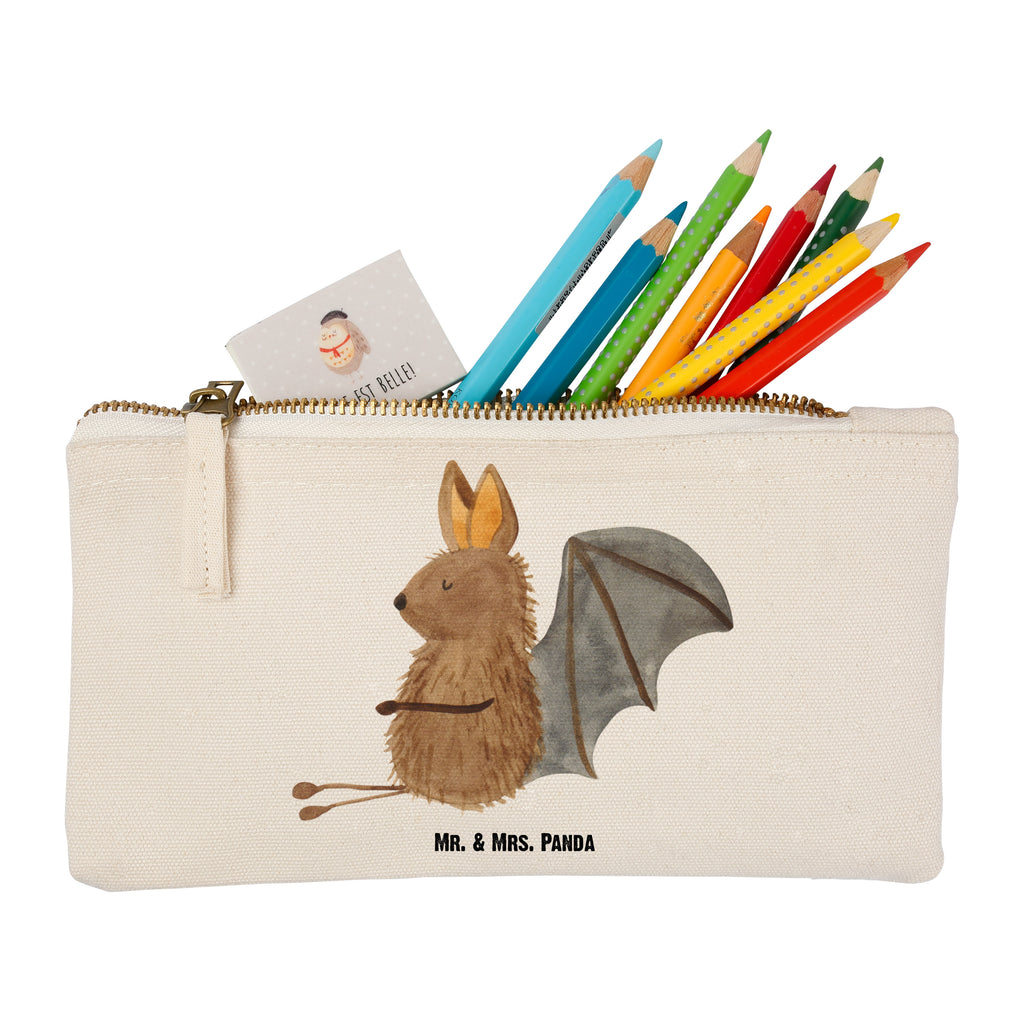 Schminktasche Fledermaus sitzend Schminktasche, Kosmetiktasche, Kosmetikbeutel, Stiftemäppchen, Etui, Federmappe, Makeup, XXL, Schminketui, Kosmetiketui, Schlamperetui, Tiermotive, Gute Laune, lustige Sprüche, Tiere, Fledermaus, Fledermäuse, Motivation, entspannen