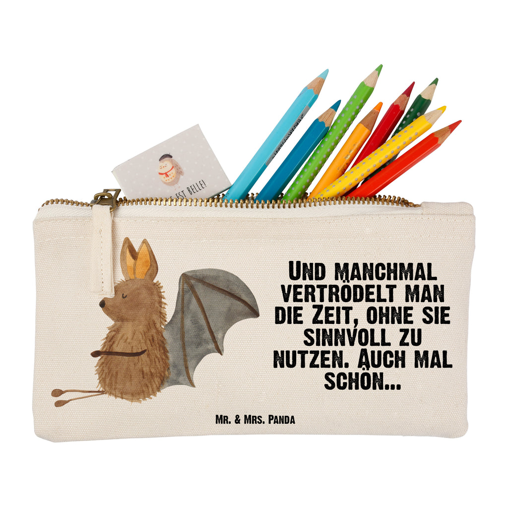 Schminktasche Fledermaus sitzend Schminktasche, Kosmetiktasche, Kosmetikbeutel, Stiftemäppchen, Etui, Federmappe, Makeup, XXL, Schminketui, Kosmetiketui, Schlamperetui, Tiermotive, Gute Laune, lustige Sprüche, Tiere, Fledermaus, Fledermäuse, Motivation, entspannen