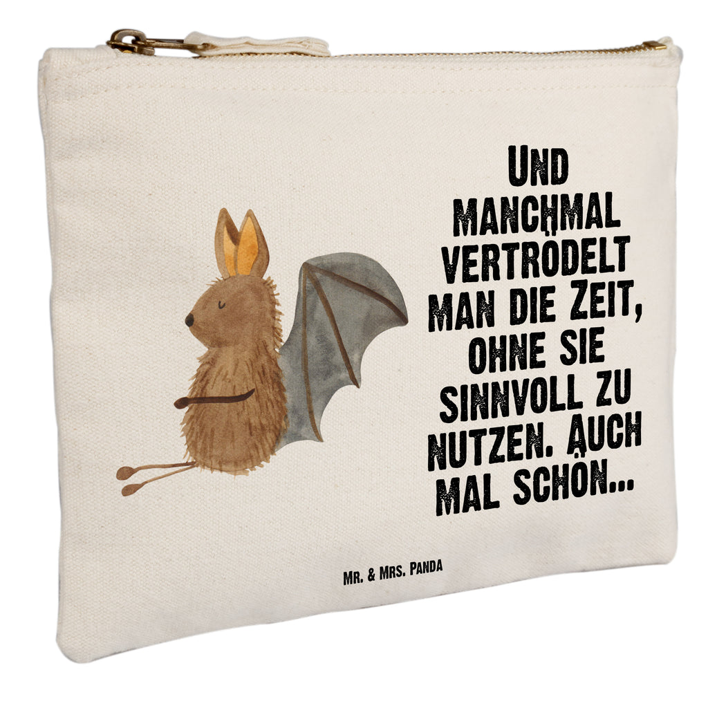 Schminktasche Fledermaus sitzend Schminktasche, Kosmetiktasche, Kosmetikbeutel, Stiftemäppchen, Etui, Federmappe, Makeup, XXL, Schminketui, Kosmetiketui, Schlamperetui, Tiermotive, Gute Laune, lustige Sprüche, Tiere, Fledermaus, Fledermäuse, Motivation, entspannen