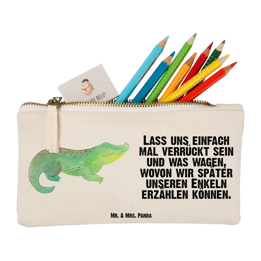 Schminktasche Krokodil Schminktasche, Kosmetiktasche, Kosmetikbeutel, Stiftemäppchen, Etui, Federmappe, Makeup, XXL, Schminketui, Kosmetiketui, Schlamperetui, Meerestiere, Meer, Urlaub, Krokodil, Krokodile, verrückt sein, spontan sein, Abenteuerlust, Reiselust, Freundin, beste Freundin, Lieblingsmensch